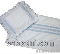 White smocked blanket set