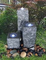 Stone fountain, three-pillar fountain, garden ornament