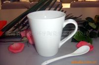 SUPPLY white porcelain cup mug with spoon