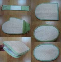 Sell natural bamboo bath loofah glove, puff, sponge, back strap