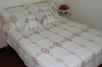 Sell cotton embroidery quilt with dark red embroidery