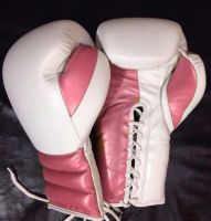 White & Pink Shiny Grant Model Professional Custom Made Shin Boxing Gloves Customer Brand Logo Printed