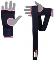 Hand Wraps Inner Boxing Gloves Black With Pink Trim Wrist wraps Muay Thai, MMA UFC Kick Boxing Padded