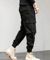 Black Men Cargo Pants ASHWAY Sweatpants With Pockets.