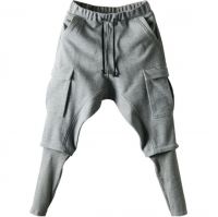 Sweatpants Slim-Fit Zip Pocket Trouser Cargo Pants Gray Fleece ASHWAY Sweatpants With Pockets 80% Cotton 20% Polyester