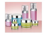 square lotion bottles and round cream jars