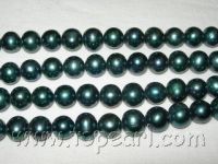 9-10mm Off round black color freshwater pearl strand