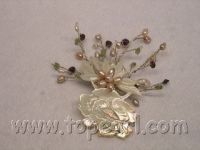 18K GP pink freshwater pearl brooch