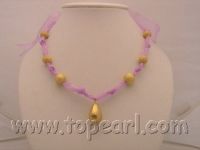 Charming purple ribbon-tie necklace