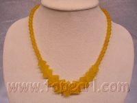 wholesale jewelry -yellow gradual change square jade beads necklace