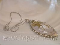 wholesale jewelry -60mm white leaves-shape shell pendant