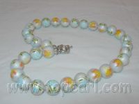 Jewelry whol12mm shell pearl necklace, printed with colorful patterns;