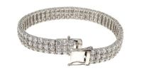Sterling Silver Jewelry 3Line Bracelet w/3mm CZ