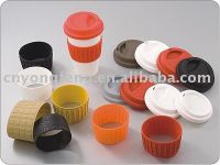Sell ceramic coffee mug/silicone cup covers/lip