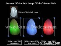 Natural White Salt Lamp with Coloured Bulb