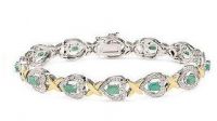 Sell gemstone bracelet(Emerald & Diamond Vermeil Bracelet -EVIB0009)