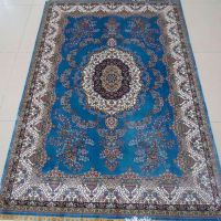 Persian Silk Rugs Oriental Hand Knotted Medallion Vintage Traditional Carpets Bedroom 4X6 Blue 240L 400kpsi Isfahan Design Double Knots China Factory Supplier