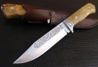 Sell hunting knife with polished blade face