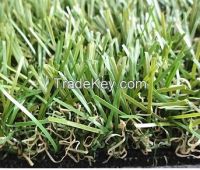 Vivid green fake grass for gardening, matched with surroundings