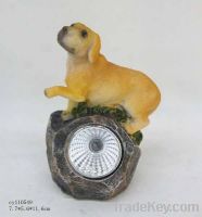 resin dog decoration with solar light