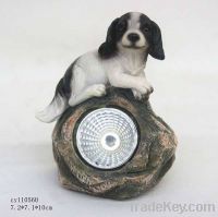 resin dog decoration with solar light