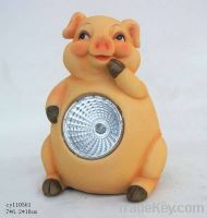 resin pig decoration with solar light