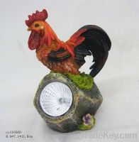 resin rooster decoration, resin rooster with solar light decoration