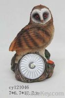 polyresin owl with solar light decoration