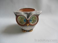 terracotta owl flower pot
