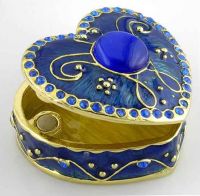 Sell metal trinket boxes heart shape jeweled trinket boxes