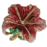 Sell flower shaped jewelled trinket box  metal jewelry box