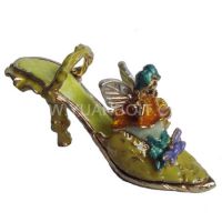 Sell shoe shaped enamelled  trinket box gift items