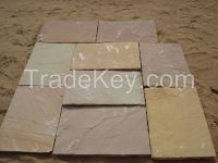 L yellow sandstone paving