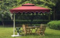 Side stand umbrella with two-tier ventilated top, resist strong breeze