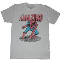 MARVEL "SPIDERMAN SPIN" Fine Woven Fitted White Cotton Licensed Tee