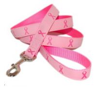 satin dog leash with pink ribbon