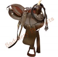 Tooled Barrel Racing Saddle With Bridle - WS-003