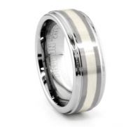 Sell tungsten ring with silver inlay