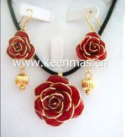 Natural Rose Jewelry set with Necklace&Earring _fashion jewelry set