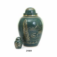 Mountain Scene Brass Cremation Urn