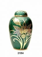 Embossed Flower Brass Cremation Urn