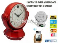 720P Free APP Table Clock hidden Camera with PTZ for 360 degree monitor