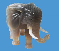 Gemstone Animal Carvings Grey Agate Elephant - CV0054