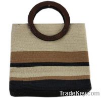 Sell Paper straw crocheded bag with wood handle