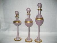 Set Of 3 Frosted Purple Perfume Bottles