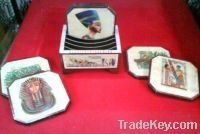 Oriental Mother Of Pearl Tea Tray Set