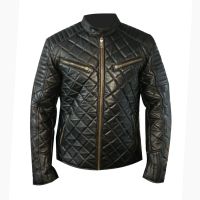 MEN BLACK MOTO QUILTED Sheep LEATHER BIKER JACKET ALL SIZES