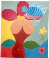 Sell-oil painting of woman in shape of flower