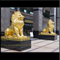 bronze lions, brass bank gate lion