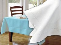 blue linen table cloth
